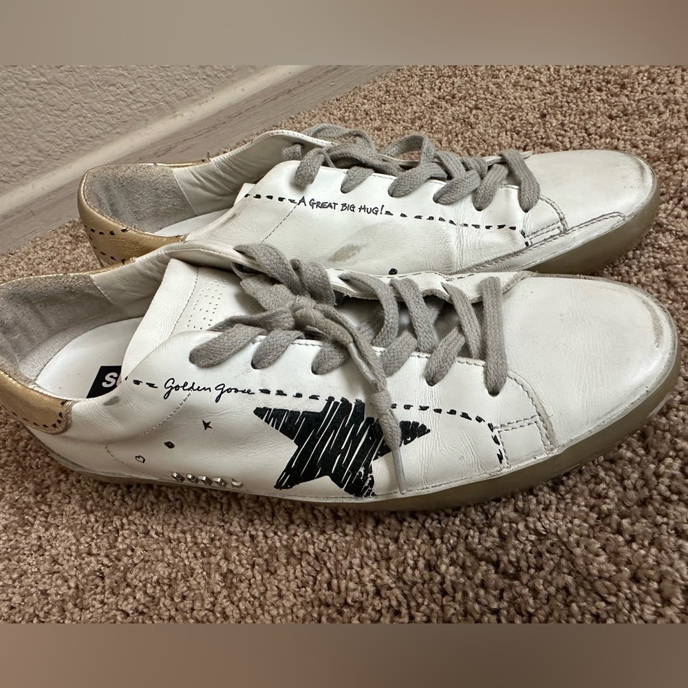 GOLDEN GOOSE Superstar Mixed Leather Sneakers. Authentic